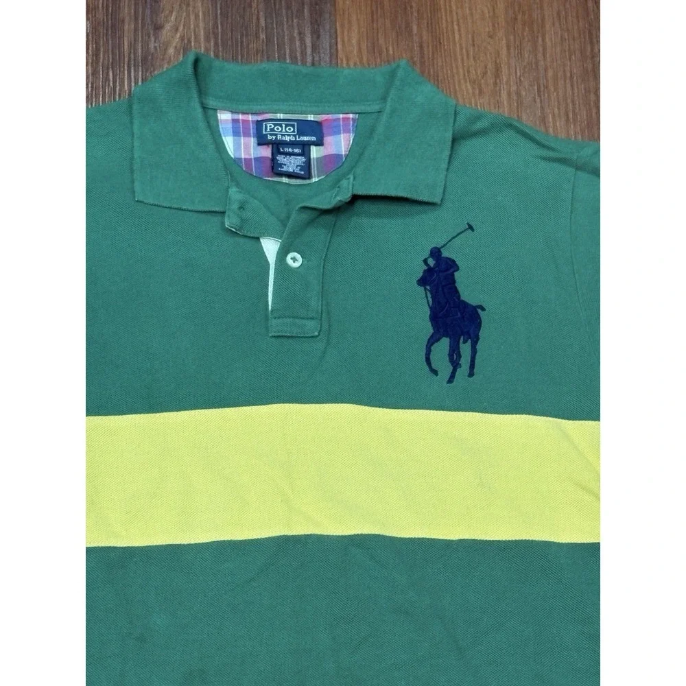 Ralph Lauren Big Pony T-shirt Multi Color Kids Boys Size Large 14-16 Blue Pony